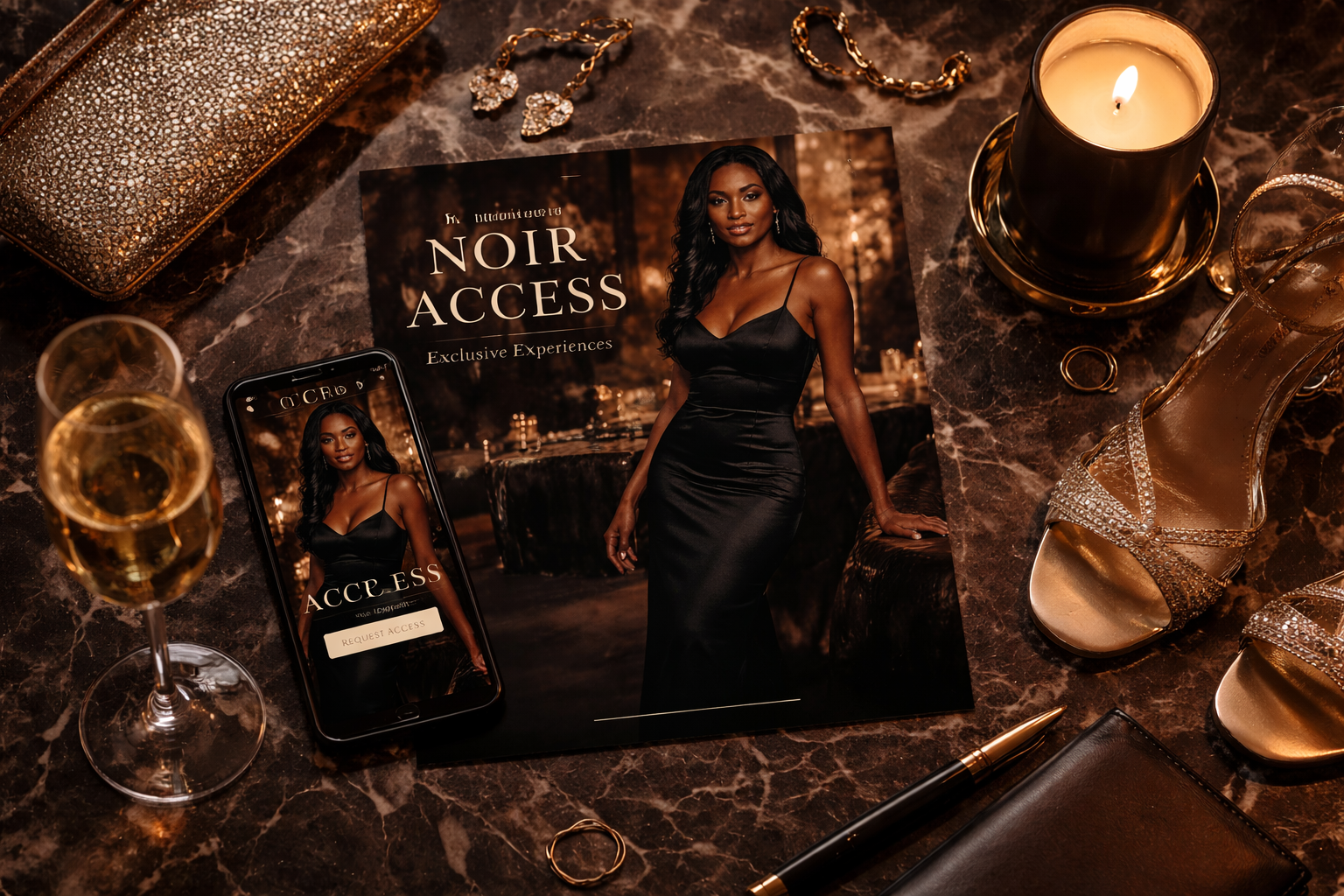 Noir Access branding mockup
