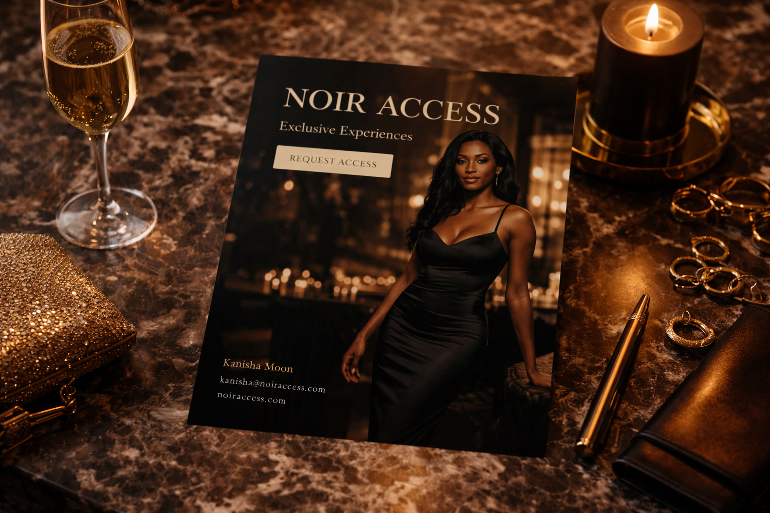 Noir Access luxury visual mockup
